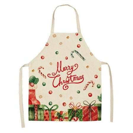 

Christmas Aprons Linen Anti-Fouling Santa Plaid Print Aprons Ladies Baking Accessories Kids Decorative Anti-Fouling Aprons