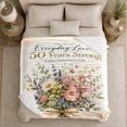thumbnail image 5 of Everyday Love 50 Years Strong Golden Anniversary, Cozy Botanical Garden Scene, Warm Flannel Blanket for Sunroom and Reading Nook, Garden Lovers Valentine's Day Gift, Artistic Home Decor, 5 of 9