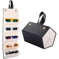 thumbnail image 3 of 1PC Brown Semi-hard Soft Leather Portable Sunglasses Storage Case, 3 of 5