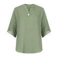 thumbnail image 5 of Giftesty Womens Tops 2023 Fashion Women Casual Chiffon Short Sleeve V-Neck Solid Loose Tops Blouses, 5 of 5