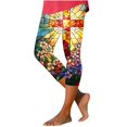 thumbnail image 1 of Pantalones de Ajuste Seco Mujeres Pascua Impresa Leggings Recortados, Estirable Transpirable Casual Y Yoga, 1 of 7