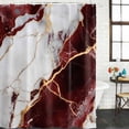 thumbnail image 3 of Marble Red Waterproof Fabric Shower Curtain,Modern Abstract Gold White Brick Stone Motif Waterproof Fabric Shower Curtain for Bathroom Curtains Bathtubs Shower Curtains with 12 Hooks Small 36x78in, 3 of 8