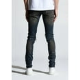 thumbnail image 3 of En Noir Men's Paint Splatter Rip & Repair Distressed Skinny Fit Denim Jeans (30, Dark Indigo), 3 of 8