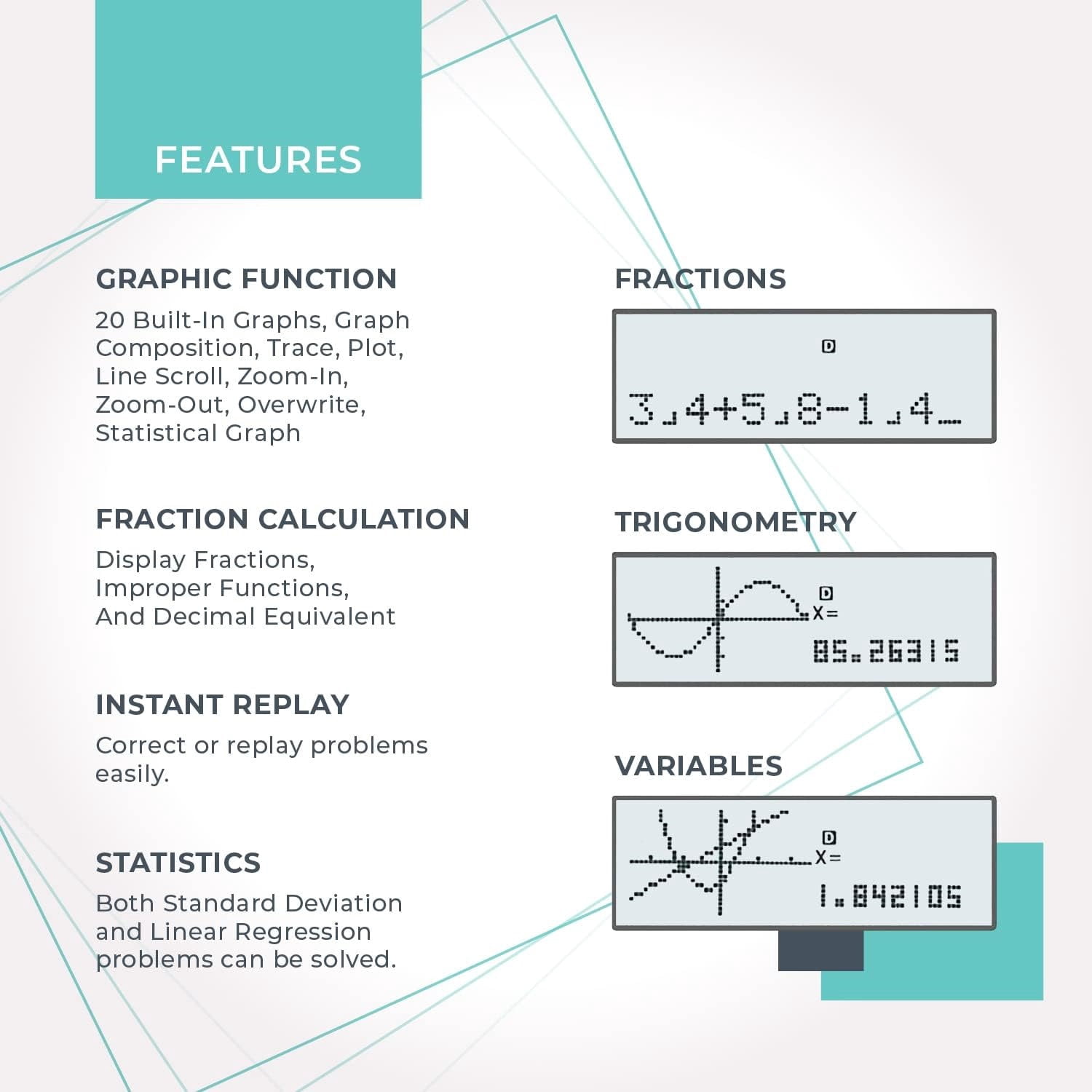 Scientific Calculator with Graphic Functions - Multiple Modes with Intuitive Interface - Perfect for Students of Beginner and Advanced Courses, High School or College