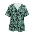thumbnail image 4 of Enwejyy Womens Summer Short Sleeve V-Neck Floral Print Pleated Loose Fit Basic T-Shirts Plus Size, 4 of 5