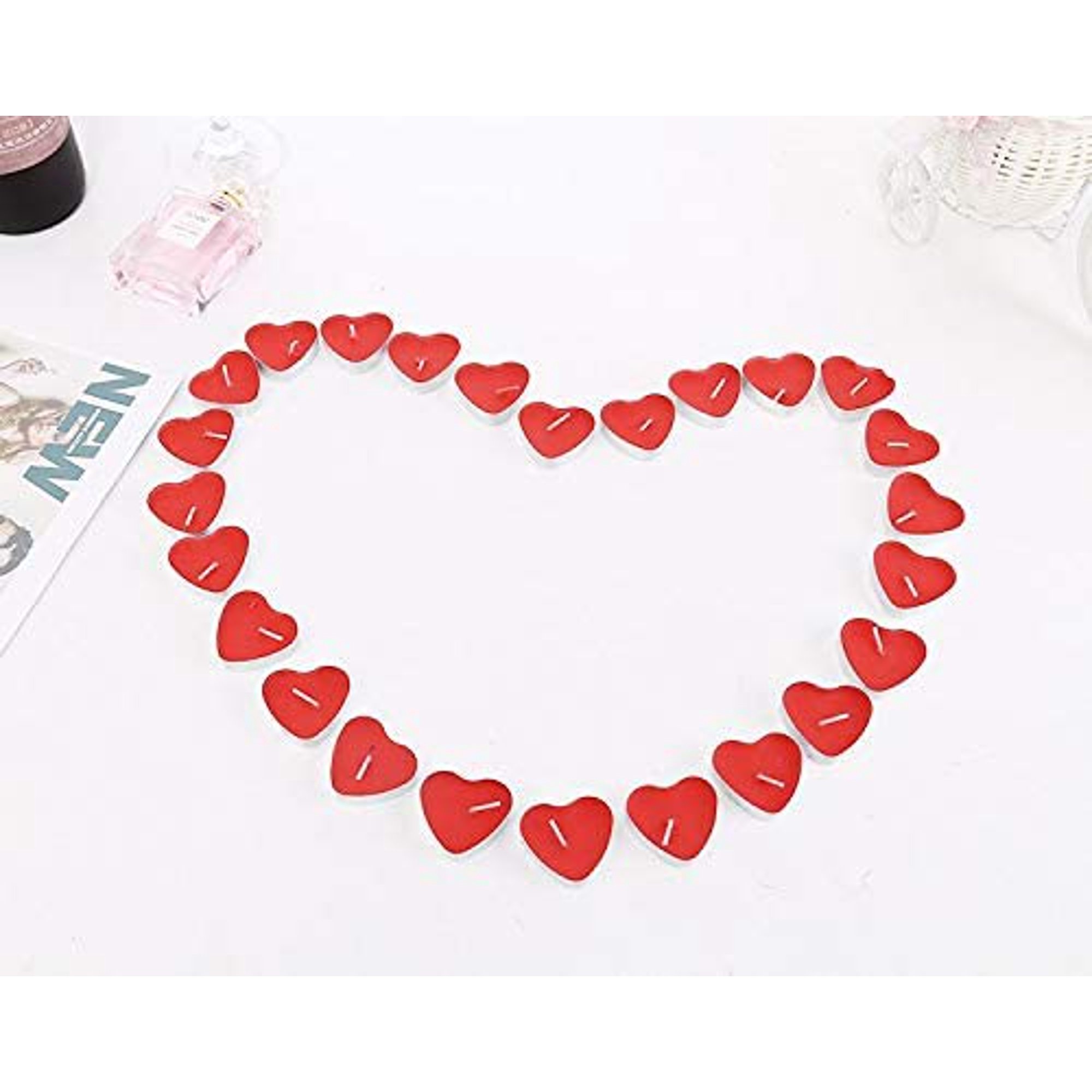 50 Bougies Cœur Rouge Pour Saint-Valentin - Bougies Romantiques En Forme De Cœur - Décoration Table Amour