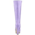 thumbnail image 2 of BLISSFUL STEP Women's Patent Leather Platform Chunky Heel Knee High Boots Purple 7, 2 of 7