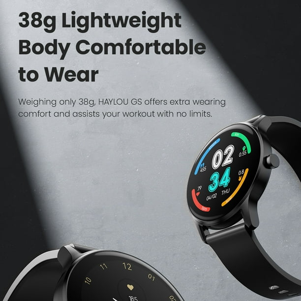 Haylou GS Smart Watch Stay Trendy Stay Energetic Stylish and Relaxed Life IP68 Waterproof 38g lightweight 12 Workout Modes 20 Day Battery Life. Walmart