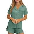 thumbnail image 4 of Women's Pajama Sets, Button Down Short Sleeve Top and Shorts, Cute Sleepwear, Comfy Pjs, Lounge Set, Soft Cotton, Homewear, Nightwear, Loungewear, Weekend Relaxation, Gift for Her, 4 of 8