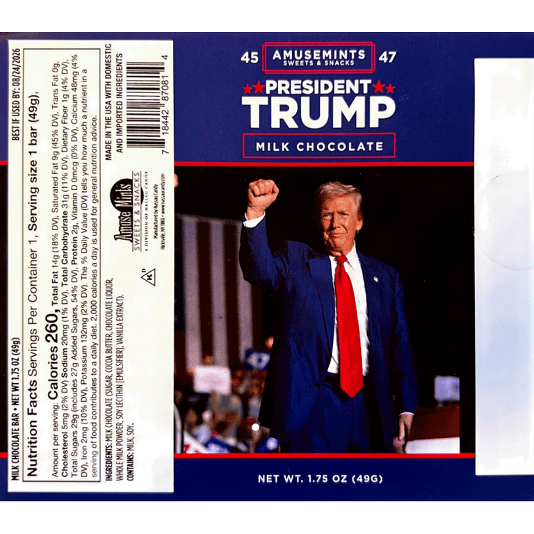 AMUSEMINTS PRESIDENT TRUMP MILK CHOCOLATE BAR 1.75 OZ - Walmart.com