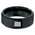 thumbnail image 2 of Tungsten Wyoming The Equality State Band Ring 8mm Men Women Comfort Fit Black Beveled Edge Polished, 2 of 4