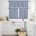 thumbnail image 3 of Blue and White Stripe Kitchen Curtains Valances and Tiers Set of 3 Modern Abstract Minimalist Geometric Blue Vertical Linens Tier Curtains and Valance with Rod Pocket for Small Windows, 27.5"x36", 3 of 9