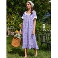 thumbnail image 3 of Ekouaer Cotton Nightgowns for Women Vintage Victorian Nightgown Short Sleeve Lace Night Gown Long Nightdress Soft Nightshirt, 3 of 6