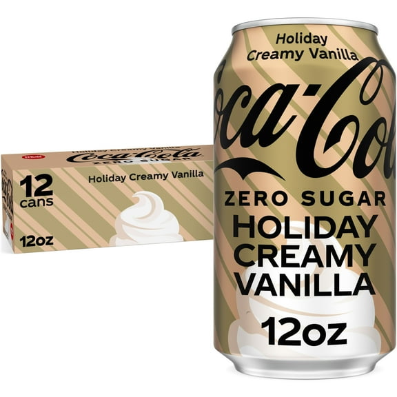 Coca-Cola Zero Sugar Holiday Creamy Vanilla Soda Pop Fridge Pack Cans, 12 fl oz, 12 Pack