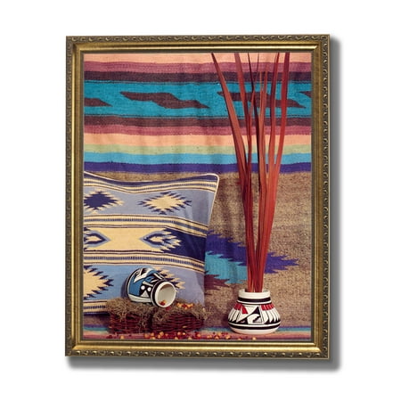 Southwestern Indian Pottery - Southwestern Native Indian Pottery #2 Wall Picture Gold Framed Art Print