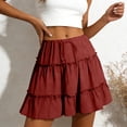 thumbnail image 4 of COMVALUE Shorts for Women 2026 Ruffled Tiered Pleated Mini Skirts Boho High Waist Flowy Comfy Tennis Golf Skorts (S, Red), 4 of 6