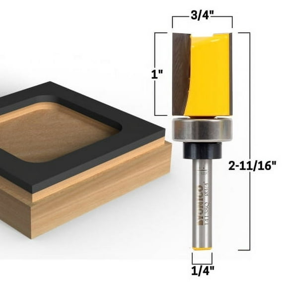 3/4" Diameter Flush Trim Template Router Bit - 1/4" Shank - Yonico 14138q