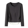 thumbnail image 4 of EDFBUYKRS Womens Dressy Casual Blouse Business Long Sleeve Tops Ruffle V Neck Work Shirt Fall Shirt 2026 M, 4 of 9
