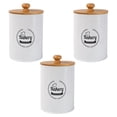 thumbnail image 1 of Set 3 Metal Kitchen Canister with Lids Sugar Tins White, 1 of 8