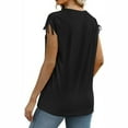 thumbnail image 4 of Patlollav Women Tees Under $10,Womens Solid Short Sleeve Tops Drawstrings Summer Trendy 2024 V Neck T Shirts, 4 of 6