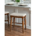 thumbnail image 3 of Linon Martha 25" Backless Counter Stool, Walnut Finish with Ivory Linen Fabric, 3 of 9
