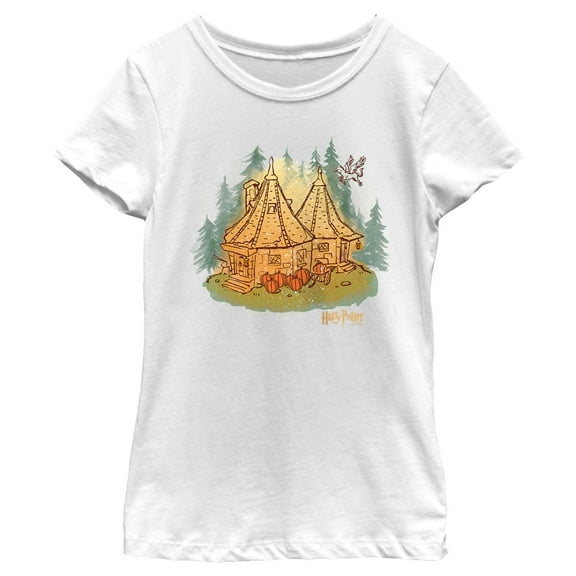 Girl's Harry Potter Hagrid's Hut Fall Graphic Tee White Small