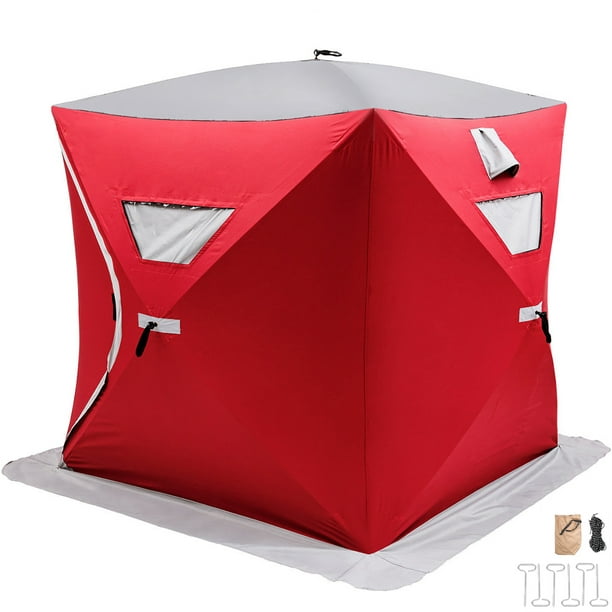 VEVOR Ice Fishing Shelter Tent 3-Person Pop Up House Portable Outdoor Fish  Equipment 300D Oxford Fabric Ice Fish Shelter 89.76 x 89.76 x 79.92 inches  Strong Waterproof Tent for Outdoor Fishing 