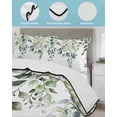 thumbnail image 4 of Eucalyptus Leaves Summer Quilt Set Twin Size, Soft Microfiber Quilted Bedding Set with 2 Pillow Shams, Watercolor Weeping Teal Botanical Lightweight All Season Bedspread Coverlet for Bedroom 68"x86", 4 of 6