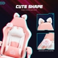thumbnail image 3 of Pink Faux Leather Gaming Chair with Footrest & Lumbar Support - Cute Cat Design, Adjustable Reclining Desk Chair for Living Room & Office, 3 of 7