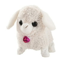 Walking and Bleating Lamb Plush Toy with Moving Tail Electronic Pet Interactive Animal for 3-4 Years (Pink, White, Yellow)
