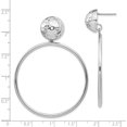 thumbnail image 4 of Sterling Silver Rhod-plated Dangle Hoop Post Earrings - 57mm- Made In Italy, 4 of 6