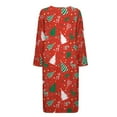 thumbnail image 5 of Xoenoiee Christmas Tree Deer Star Print Nightgowns for Women Xmas Long Sleeve Nightshirt Zipper Front Robe Sleepwear Round Neck Nightdress Loungewear, Size M, 5 of 7