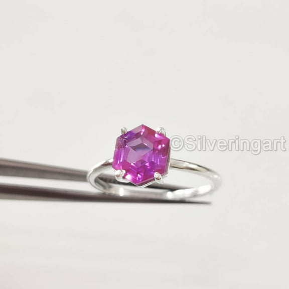 Pink Alexandrite Ring, 925 Sterling Silver Ring, Womens Ring, Natural Alexandrite, June Birthstone, Christmas, Thanksgiving, Tiny Dainty Ring, Handmade, Statement Jewelry, Wedding, Anniversary Gift