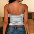 thumbnail image 4 of UDAUDU Spaghetti Strap Tank Top for Women Striped Y2k Sleeveless Cami Top Crop Top Slim Fit Backless Aesthetic Going Out Tops Light Gray XL, 4 of 5