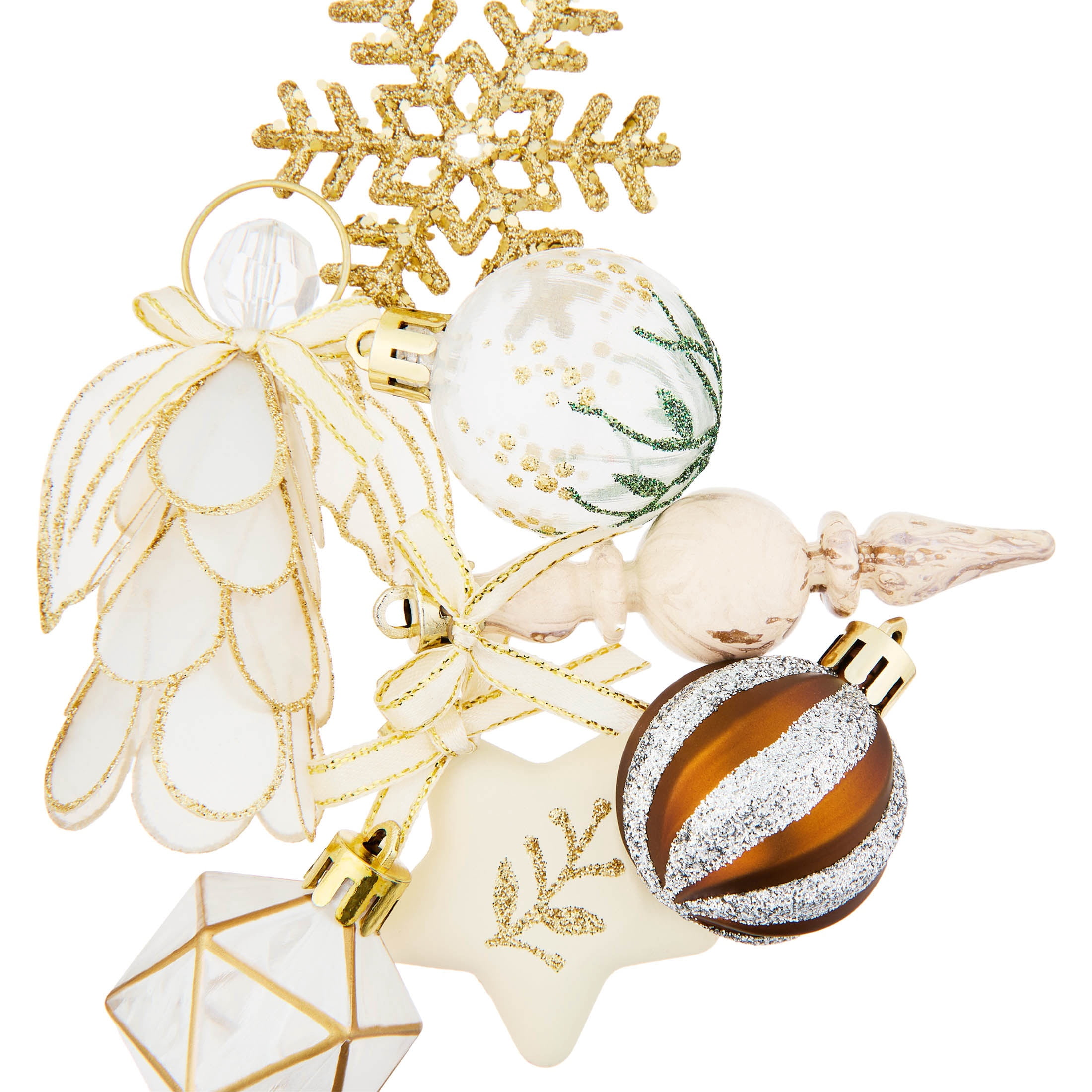 24-Count Gold and White Mini Christmas Ornaments, by Holiday Time