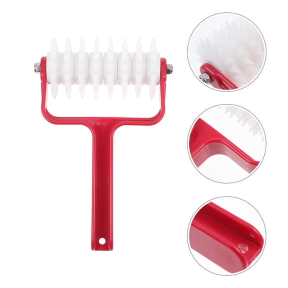 LIOOBO 1Pc Pizza Dough Roller Docker Red Kitchen Gadget for Uniform Baking and Bubble Prevention