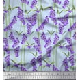 thumbnail image 1 of Soimoi Silk Fabric Leaves & Lavender Shirting Printed Fabric 1 Yard 42 Inch Wide, 1 of 1