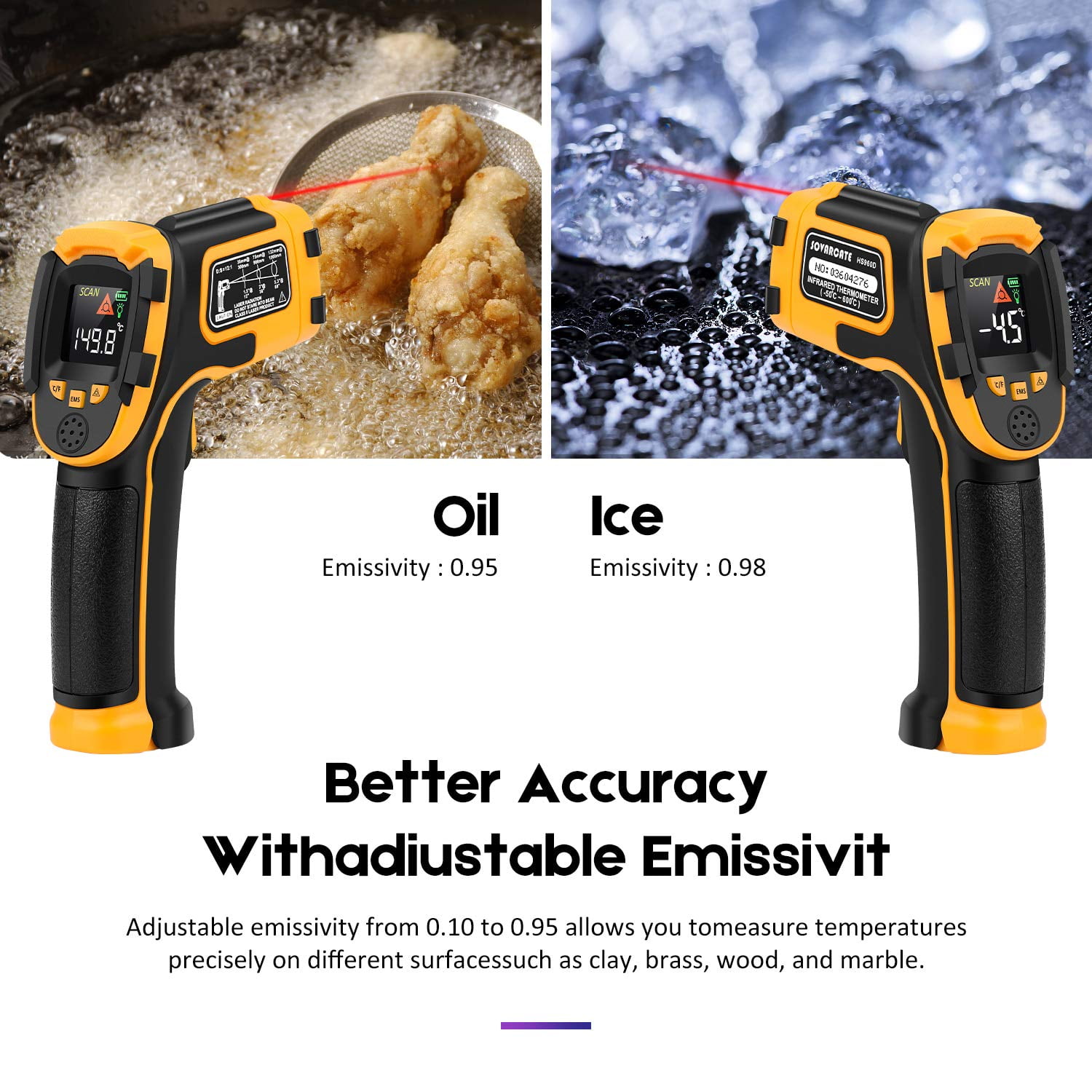 XinJiaYi Infrared Thermometer (Not for Human), Laser Temperature Gun for  Pizza Oven, Non-Contact Laser Thermometer Gun for Cooking/BBQ/Grill/HVAC