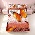 thumbnail image 4 of Homewish Orange Butterfly Leopard Print Bed Sheets, Animal Full Size Sheets, 4 Pieces (1 Flat Sheet, 1 Fitted Sheet and 2 Pillowcases), 4 of 6