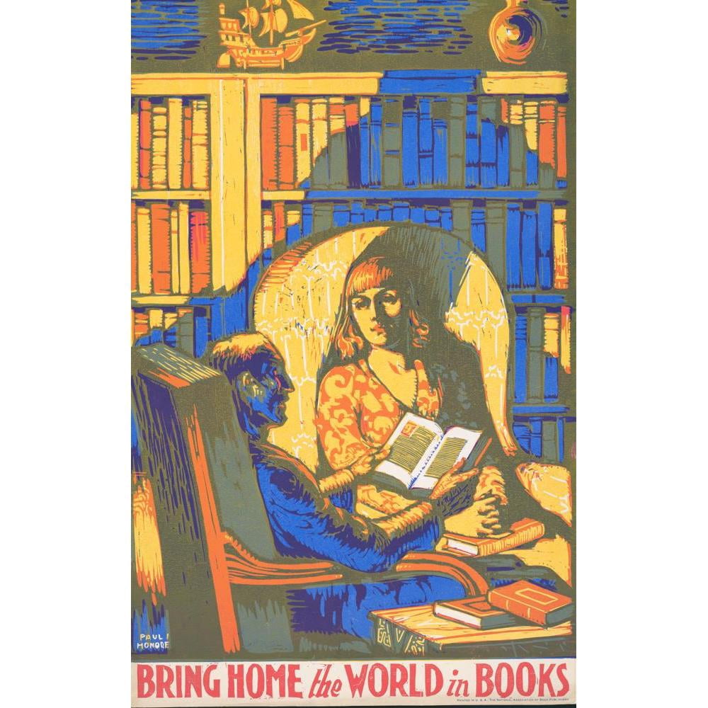 Paul Honoré 11x14 Black Modern Framed Museum Art Print Titled - Bring Home the World in Books (1920-1930)