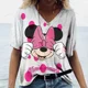 thumbnail image 5 of Camiseta holgada con estampado de dibujos animados de Disney Mickey Mouse para mujer, camisetas de verano de manga corta con cuello en V, camisetas kawaii, ropa femenina, 5 of 5