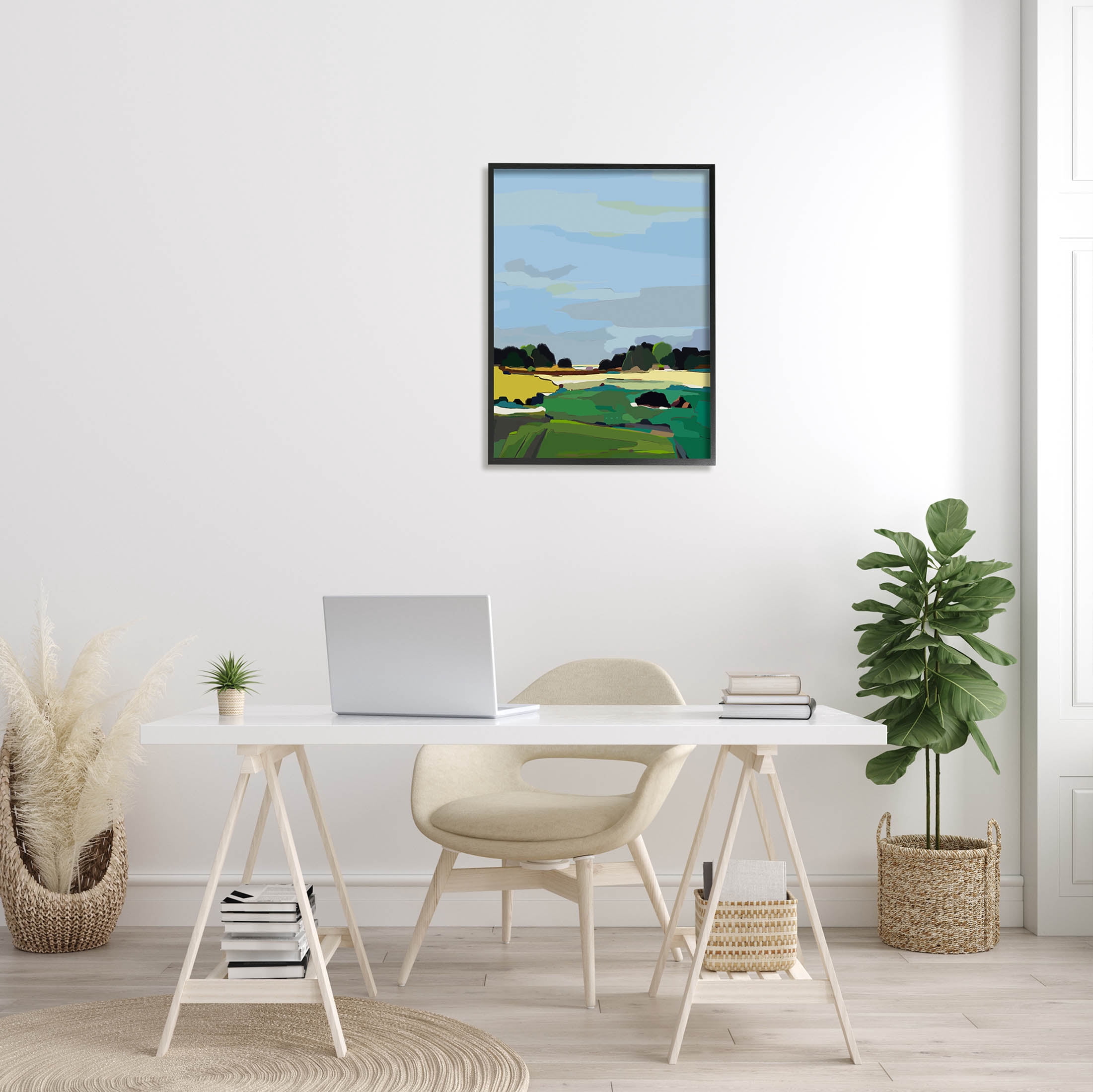 Stupell Industries Rural Grassland Fields Landscape Graphic Art Black Framed Art Print Wall Art, Design by Nikita Jariwala