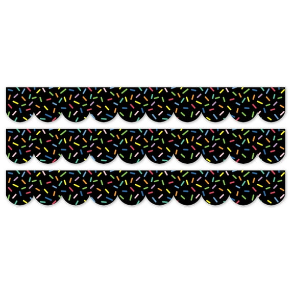 Creative Teaching Press Core Decor Sprinkles on Black EZ Border, Bulletin Board Border, 48 Feet Per Pack, 3 Packs