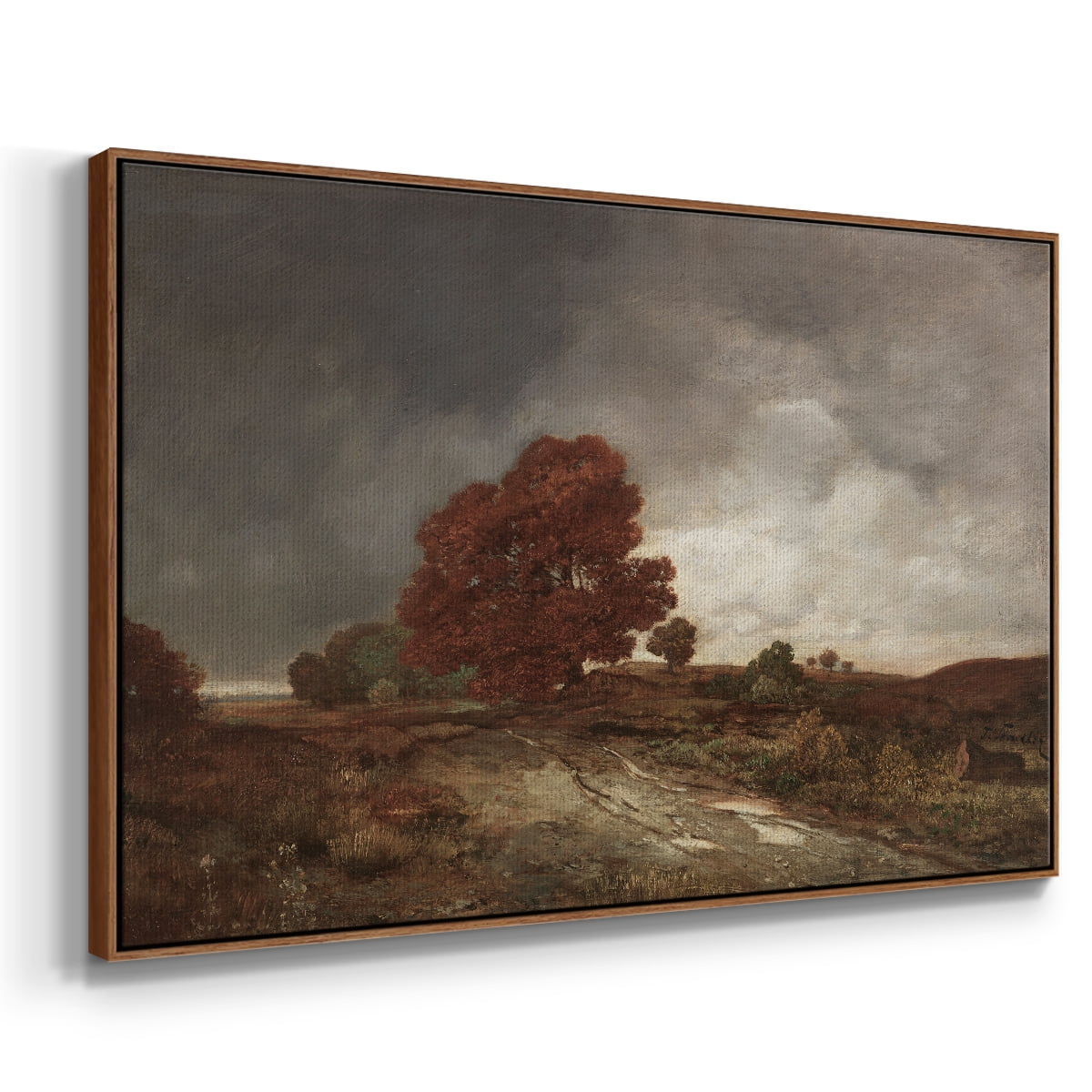 Vintage Landscape-CCCXIII By Wexford Home Framed in Walnut Wood Gallery Wrapped Canvas 25 in. x 37 in.