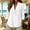 White, variant on Cotton Linen Tops for Women Lapel Collar V Neck 3/4 Sleeve Shirts Summer Casual Loose Fit Lightweight Gauze Blouses