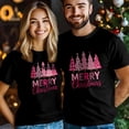 thumbnail image 4 of Camisetas gráficas informales de manga corta con árbol de Navidad rosa para hombre, 4 of 8