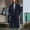 *Navy, variant on ClodeEU Women's Notch Lapel Mid Long Trench Coat ,Wool Blend Coat ,Double Breasted Outerwear Jacket Khaki,Womens Plus M