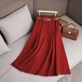 thumbnail image 2 of QHFBli Women's High Waisted Midi Skirts Summer Business Casual Flare Dressy Work A Line Pleated Skirt with Pockets, 2 of 3