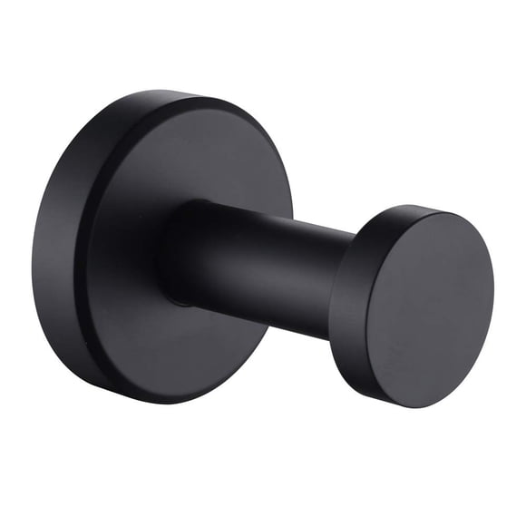 APLusee Gancho para toalla de bata negro mate, gancho redondo de acero inoxidable para almacenamiento en el hogar, montaje en pared