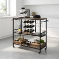thumbnail image 6 of Barara King Baker's Rack, Microwave Stand,Bun Pan Sheet Rack, Kitchen Storage Shelf Rack,3 Tiers Bar Cart on Wheels with Glass Racks-Brown, 6 of 8